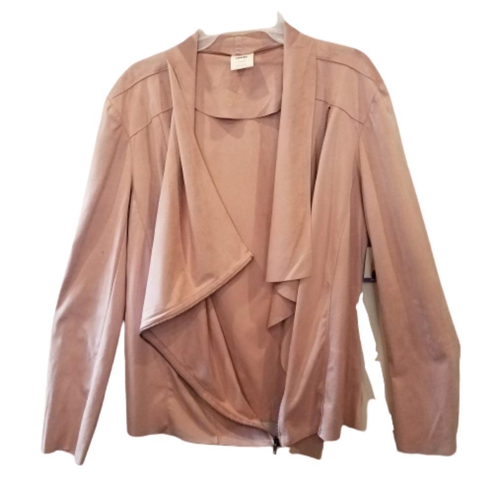Mote Draped Soft Faux Suede Pink Jacket Plus XXL - Picture 5 of 9